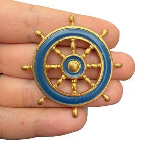 Vintage Nautical Jewelry Ship Steering Wheel Brooch Pin